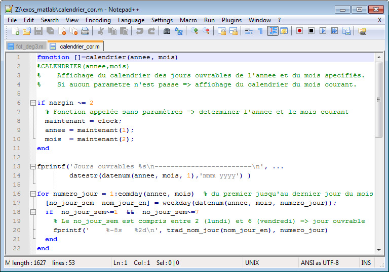 MATLAB et Octave 7. Programmation interaction structures de