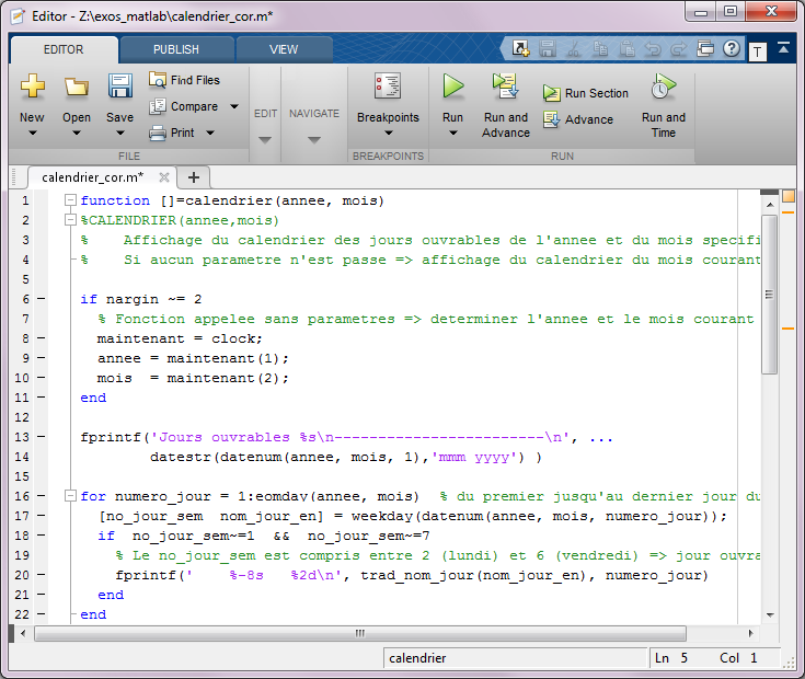 MATLAB et Octave 7. Programmation interaction structures de